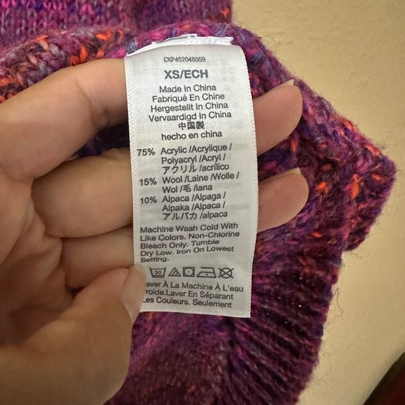 RARE Madewell Wool Alpaca Multicolored Zip-Turtle Neck Sweater Womens Size XS - Picture 7 of 12